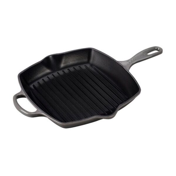 Le Creuset 10.25" Square Signature Cast Iron Grill Skillet | Oyster Grey