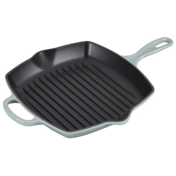 Le Creuset 10.25" Square Signature Cast Iron Grill Skillet | Sea Salt